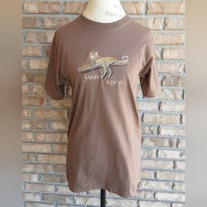 Jambo Kenya Embroidered Leopard Short Sleeve T-shirt.